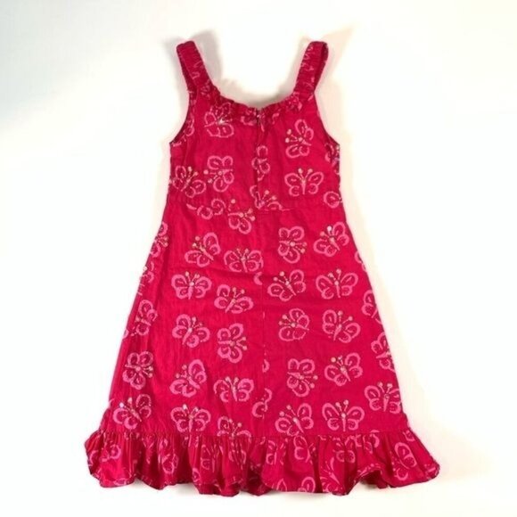 Butterfly Beaded Sleeveless Summer Dress Red Pink Beaded Detail Size 4 Toddler - Picture 6 of 8